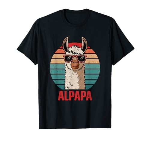 Alpaka Lama Vater Tochter Sohn Zur Geburt Dad Vatertag Papa T-Shirt