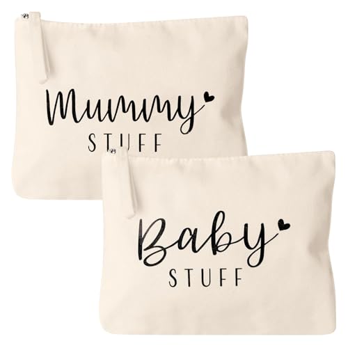 2PCS Geschenke für Mama zur Geburt Baby Kram Kosmetiktasche Bag für werdende Mama Mutter Beutel mit Reißverschluss Babyparty Geschenke Mal Make-up Tasche Neue Mutter Geschenke für das erste Mal (B)