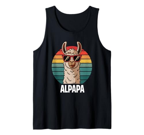 Herren Alpaka Lama Vater Tochter Sohn Zur Geburt Dad Vatertag Papa Tank Top