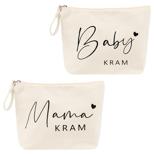 2PCS Geschenke für Mama zur Geburt Baby Kram Kosmetiktasche Bag für werdende Mama Mutter Beutel mit Reißverschluss Babyparty Geschenke Mal Make-up Tasche Neue Mutter Geschenke für das erste Mal Mutter