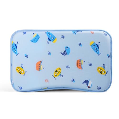 Babykissen Kopfkissen,Kinder Kissen, Baby Kissen, Neugeborene Memory Foam Reisekissen, Babykissen Gegen Plattkopf, Neugeborenes Kissen für 0-12 Monate Kinder Bett Kinderwagen (U-Boot)