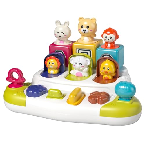 Tier-Pop-Spielzeug, Ursache- und Wirkungsspielzeug | Buntes Tier-Entwicklungsspielzeug mit Knöpfen, Pop-Out-Box für Tiere in verschiedenen Farben, sensorisches Spielzeug mit Knöpfen für Jungen und