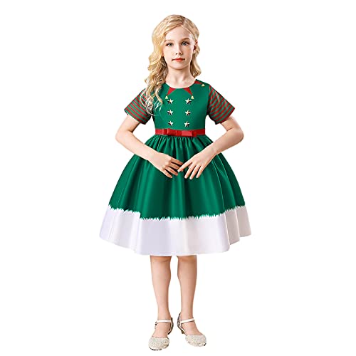 Weihnachtskleid Baby Mädchen Rot Party Kleid Weihnachts Outfit Geburtstag Festlich Kleider Weihnachten Kleidung Lange Ärmel Weihnachten Geschenk Weihnachtskleid Kinder Mädchen 128