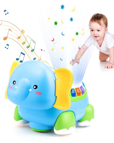 Serntscoy Baby Spielzeug ab 3 6 9 Monate, Krabbel Babyspielzeug 1 2 3 Jahr mit Musik und Projektor, Geschenk für Baby 2 6 10 Monate, Geschenke für Kinder, Krabbelspielzeug Baby