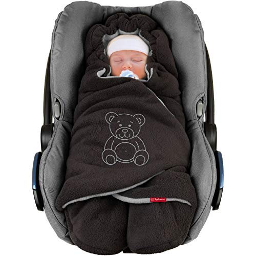 ByBoom Baby Winter-Einschlagdecke Das Original mit dem Bären, Universal Kuscheldecke für Babyschale, Autositz, Baby Decke für Kinderwagen, Buggy