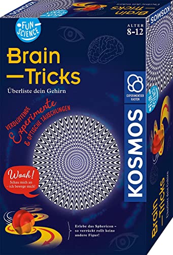 KOSMOS 654252 Fun Science - Brain Tricks, Verblüffende Experimente mit optischen Täuschungen und Illusionen, u. a. mit 3D-Brille, Sphericon, Schiefer Raum, Experimentier-Set für Kinder ab 8-12 Jahre