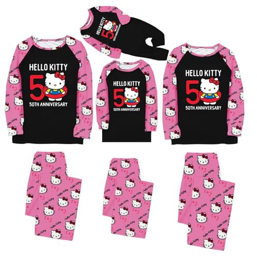 Hello Kἰtty Hose Y2k Schlafanzughose Damen Herren Kinder Baby Familie Lang Hosen Baumwolle Pyjama Bequeme Weich Anime Winter Pyjama Kawaii Baumwolle Warm Kuschelhose Geschenke Für Frauen 90