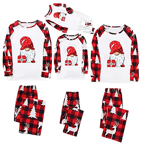 TYUNBD Weihnachts Pyjama Familie Schlafanzug Weihnachten für Damen Herren Kinder Baby Outfit Winter Warm Bequem Pullover Baumwolle Longshirt Christmas Family Matching Loungewear Christmas Pulli