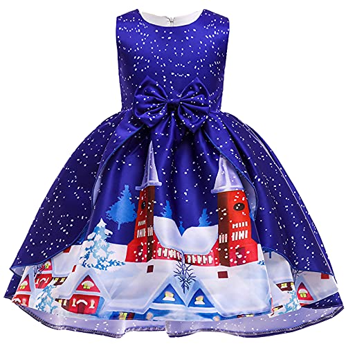 Mädchen Weihnachtskleid Kinder Rentier Prinzessin Kleid Christmas Kleidung Geburtstag Party Kleider Weihnachts Outfit Lange Ärmel Santa Outfit Mädchen Kleid Weihnachten Kinder 110