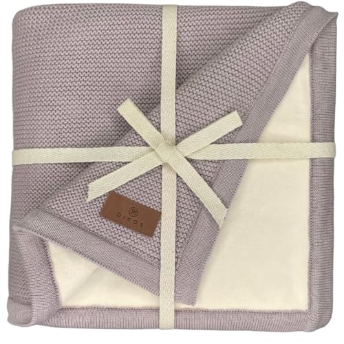 DIKOS® warme Babydecke Winter grau | kuschelige Winterdecke Baumwolle/Velours OEKO-TEX | Kinderwagendecke mit Bordüre für Baby Mädchen/Jungen | Erstausstattung Neugeborenen Decke | Geschenk zur Geburt