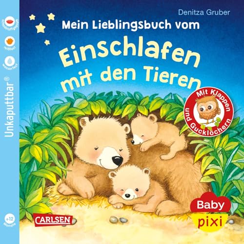 Baby Pixi (unkaputtbar) 96: Mein Lieblingsbuch vom Einschlafen mit den Tieren: Ein Baby-Buch mit Klappen und Gucklöchern ab 1 Jahr (96) (Baby Pixi ... schadstoffgeprüft, reißfest, Band 96)